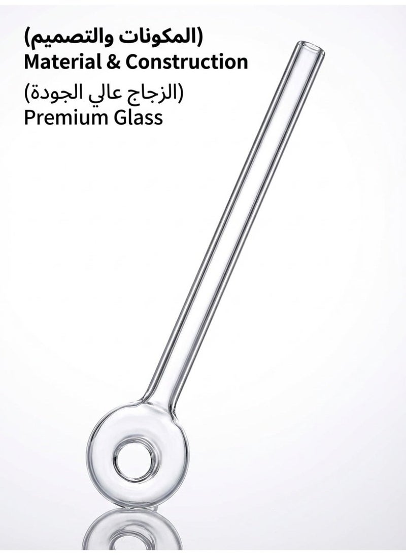 عام قش زجاجي مقاوم للكسر - قش زجاجي متين قابل لإعادة الاستخدام 8 عبوات مع فرشاة تنظيف واحدة للمشروبات والأعشاب والعصائر والعلاج بالروائح （لونها شفاف） - Image 3